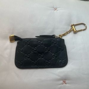 Gucci Signature Key Case, Black, Logo Leather